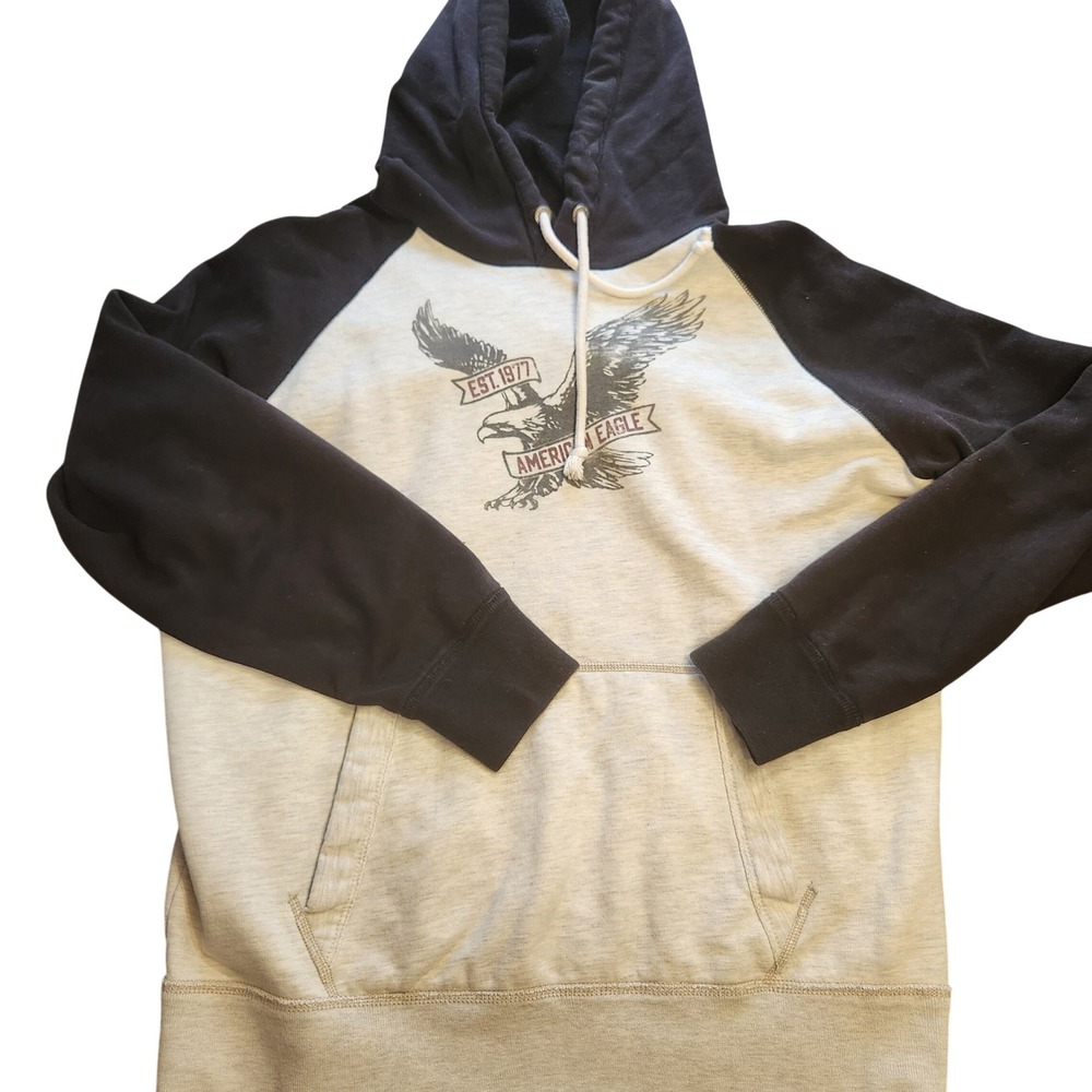 American Eagle Outfitters Raglan Hoodie Graphic Eagle Print Athletic Comfort